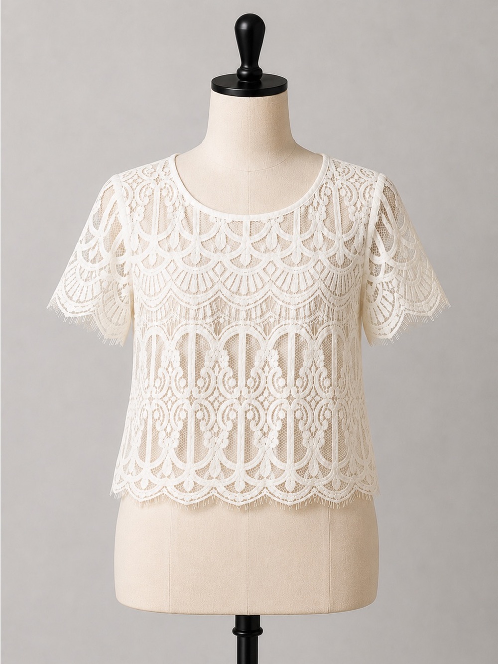 Decree Ivory Lace Short Sleeve Blouse